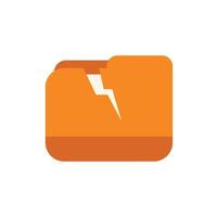 Orange folder icon showing data corruption with lightning bolt vector