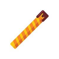 Chocolate covered wafer cookie stick dipped in chocolate flat design icon vector