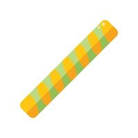 Green and yellow waffle striped chocolate bar floating on white background vector