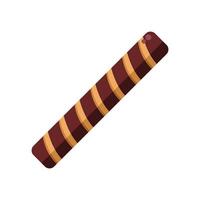 Chocolate wafer roll cookie lying diagonally isolated on white background vector