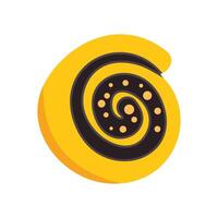 Delicious round bun with chocolate filling forming spiral pattern decorated with dots vector
