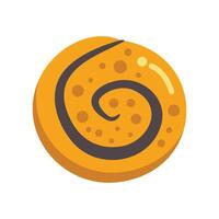 Round cinnamon bun with chocolate drizzle on white background vector