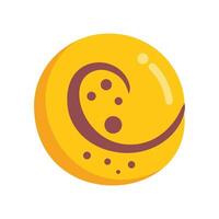 Round yellow cookie decorated with chocolate glaze is waiting for you to eat it vector