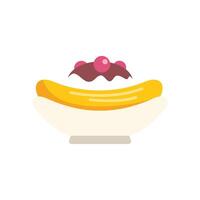 Banana split dessert on a plate being served for snack time vector