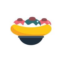 Banana split sundae resting on a plate illustration vector