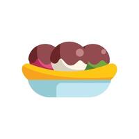 Banana split with three scoops of ice cream drizzled with chocolate syrup vector