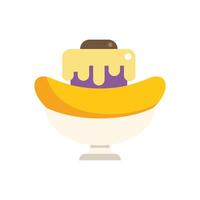 Banana split dessert on a plate being served for eating vector