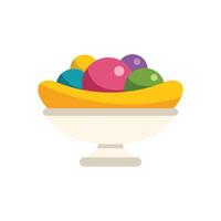 Banana split dessert in a bowl with colorful scoops of ice cream vector