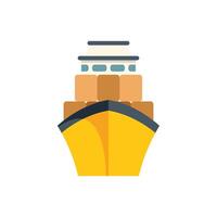 Cargo ship carrying freight container boxes front view vector