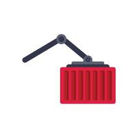 Crane arm is lifting a red intermodal container vector
