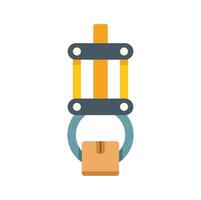 Robotic arm lifting cardboard box in factory automation process vector