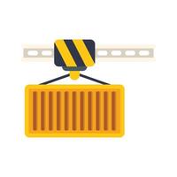 Overhead crane lifting container cargo from storage rack vector