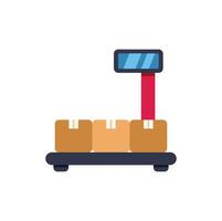 Warehouse scale weighing packages for delivery using digital screen displaying weight vector