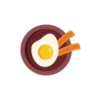 Delicious breakfast plate with fried egg and bacon strips vector