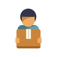 Delivery man holding parcel package with care using both hands vector