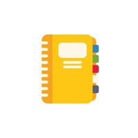 Yellow notebook with colorful tabs for organizing notes vector