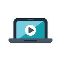 Laptop displaying streaming platform interface with play button vector