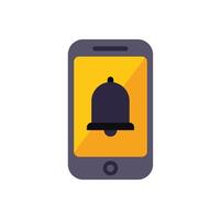 Smartphone showing notification with bell icon on screen vector