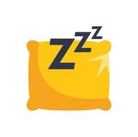 Yellow pillow with z letters representing sleep time vector