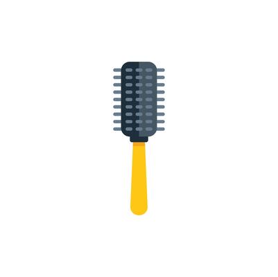Hairbrush with yellow handle on white background