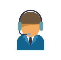 Male call center operator wearing headset smiling at client vector