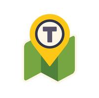 Location pin pointing subway station on city map vector