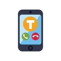 Smartphone showing incoming call from contact starting with letter t vector