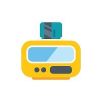 Credit card being inserted into yellow pos terminal vector