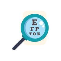 Magnifying glass showing eye exam chart for vision examination vector