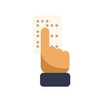 Hand reading braille alphabet with fingertips on paper card vector