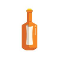 Orange glass bottle containing message is floating in the ocean vector