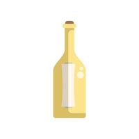 Yellow glass bottle containing a rolled up message paper sealed with a cork vector