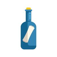 Blue bottle containing message with cork lid vector