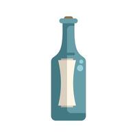 Message in bottle floating on water surface vector