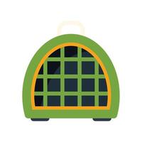 Green pet carrier with handle for carrying small animals vector