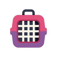 Pink and purple pet carrier for cat or dog transporting vector