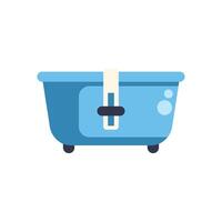 Blue bathtub with handle for disabled person standing on white background vector