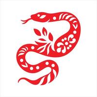 The Year of The Snake Happy Chinese New Year Snake in Chinese Zodiac Wood Snake Year Design vector