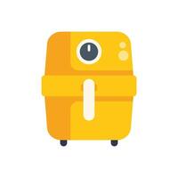Yellow air fryer cooking delicious food with hot air technology vector