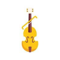 Yellow cello with bow lying on strings isolated on white background vector