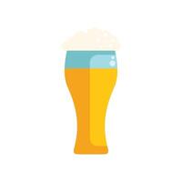 Tall glass of beer with foam overflowing on white background vector