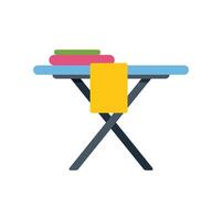 Ironing board with folded clothes waiting for ironing at home or laundry service vector