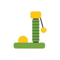 Green cat scratching post with yellow balls for playing vector
