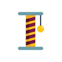 Striped cat scratching post with hanging ball for playful cats vector