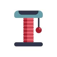 Red cat tree scratching post with hanging ball for playful kittens vector