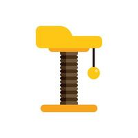 Yellow cat scratching post standing with hanging ball toy vector