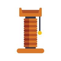Tall cat scratching post with toy ball is standing on white background vector