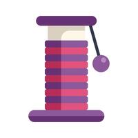 Tall modern cat scratching post with hanging ball toy icon vector