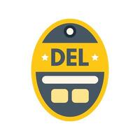 Yellow delete key computer tag icon showing data erasure vector