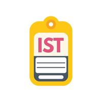Yellow luggage tag showing ist airport code for istanbul airport vector